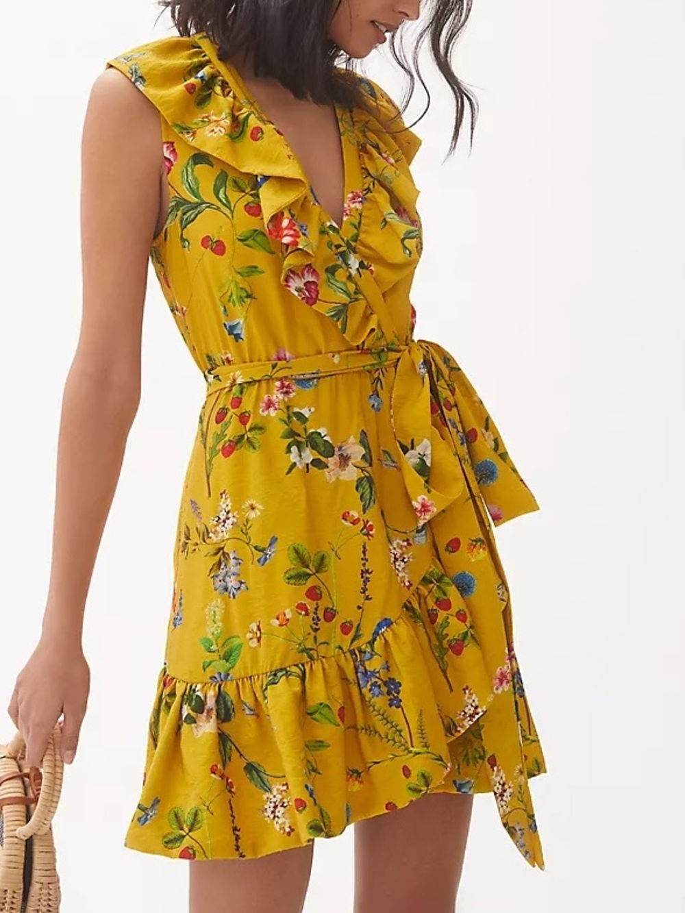 Anthropologie Maeve Floral Wrap Fit & Flare Dress Size Small
